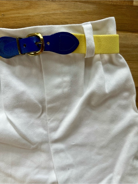 Other - White High-Waist Pants with Yellow & Blue Belt